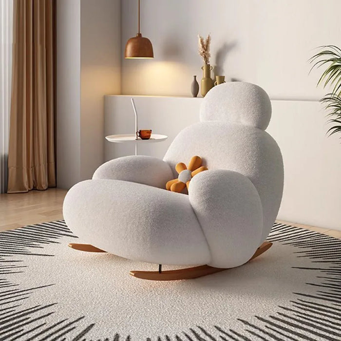 Cozy White Lounge Chair - Nordic Style Relaxing Recliner for Home Living Room Decor