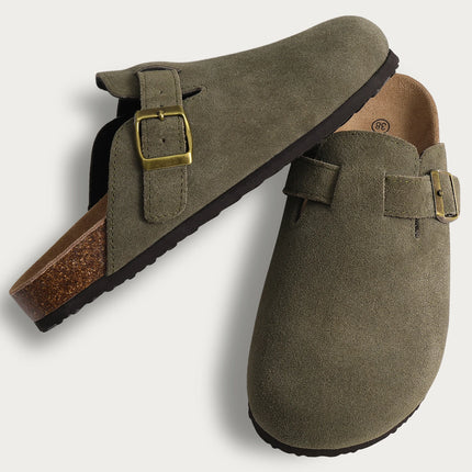 Comwarm Fashion Women's Suede Mules Slippers Men Clogs Cork Insole Sandals With Arch Support Outdoor Beach Slides Home Shoes comwarm-fashion-womens-suede-mules-slippers-men-clogs-cork-insole-sandals-with-arch-support-outdoor-beach-slides-home-shoes