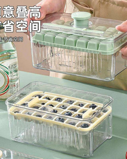 30-Grid Push-Button Ice Cube Tray - BPA-Free Lidded Mold for Quick Ice Release