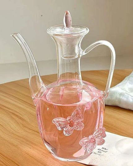 Charming Chinese Butterfly Teapot and Glassware Set for Tea and Cocktails