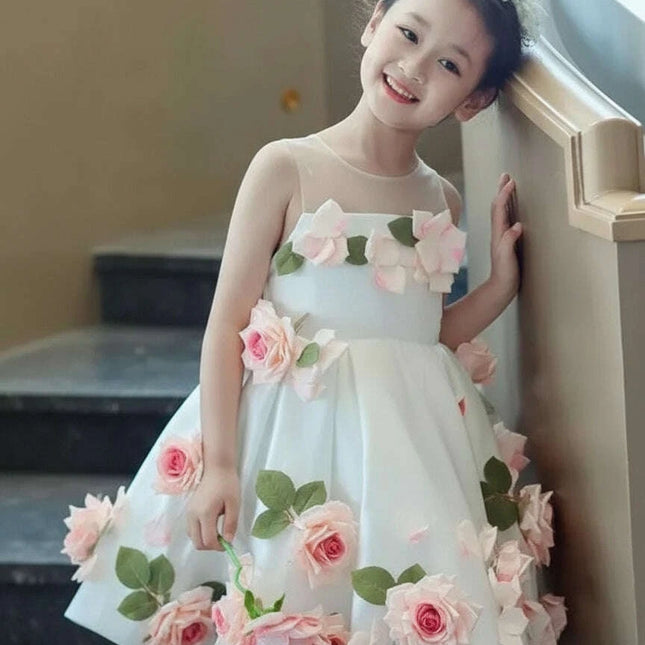 Children's Host Performance Appliques Evening Gown