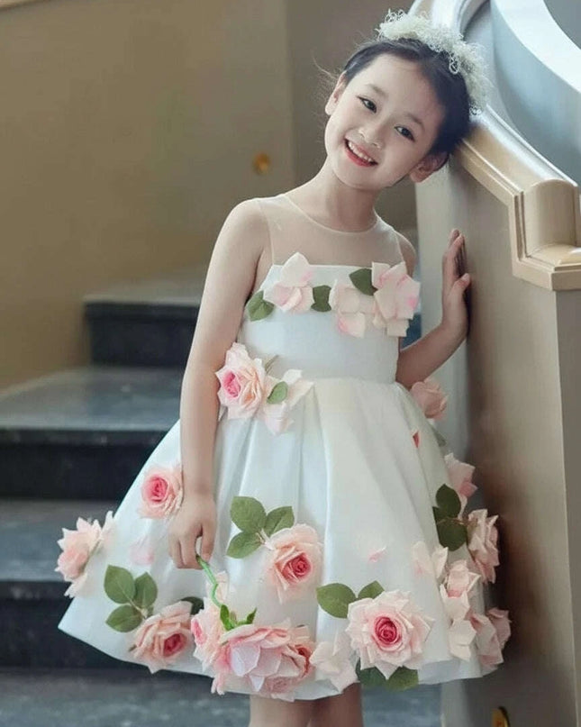 Children's Host Performance Appliques Evening Gown
