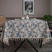 Floral Lace Trim Tablecloth | Elegant Rectangular Table Cover