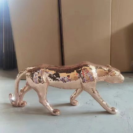 Metallic Leopard Sculpture Figurine — 82cm, 4 Finishes