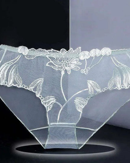 Luxe Floral Lace Low-Rise Seamless Briefs - Sheer Ultra-Thin Women's Lingerie