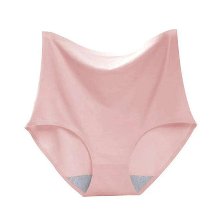 Chic Plus Size High Waist Ice Silk Seamless Briefs for Women - Shaping Underwear with Abdomen and Hip Enhancing Features