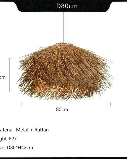 Elegant Rattan and Metal Pendant Lamp Inspired by Japanese Wabi Sabi Aesthetics