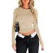 Winter Elegance: Women's Bodycon Long Sleeve Tee - Y2K-Inspired Solid Top