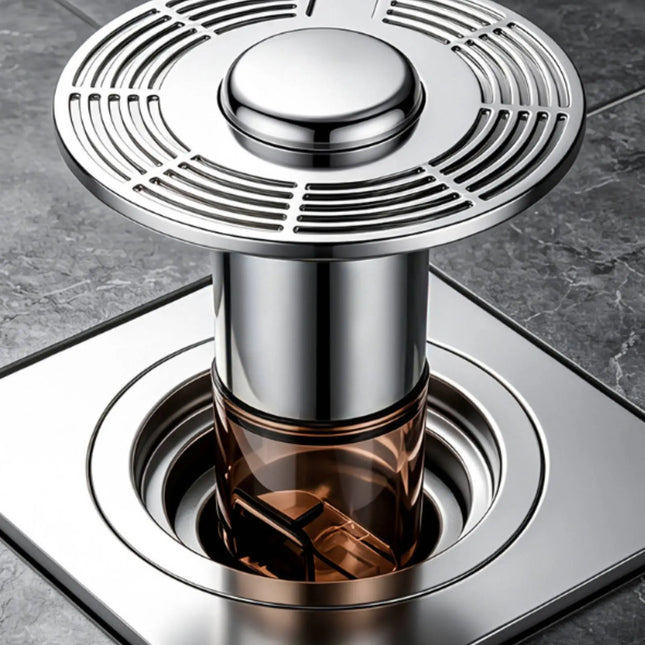 Odor-Blocking Floor Drain Insert — Automatic Sealing, Backflow Protection, ABS, Fits 3.2–4.2cm Drains