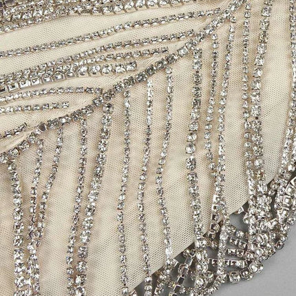 Radiant Crystal Embellished Sheath Dress - Chic Above Knee Gown for Weddings and Special Events