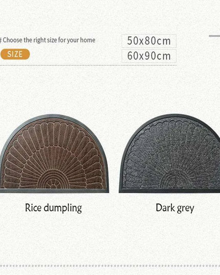 Superior Slip-Resistant Black and Gray Half Moon Outdoor Entryway Rug