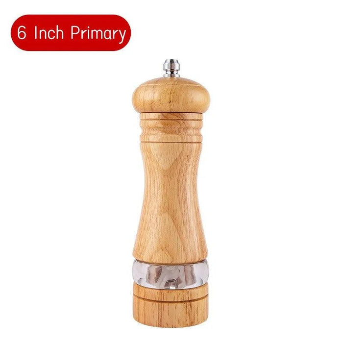 6-Inch Classic Solid Wood Salt and Pepper Mill Duo - Manual Grinder for Fresh Seasonings