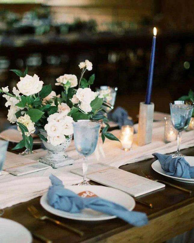 Chic Hand-Torn Organic Cotton Napkins in Slate Blue - Set of 12