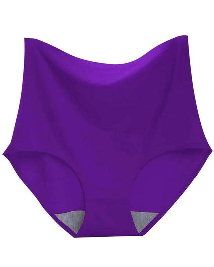 Chic Plus Size High Waist Ice Silk Seamless Briefs for Women - Shaping Underwear with Abdomen and Hip Enhancing Features