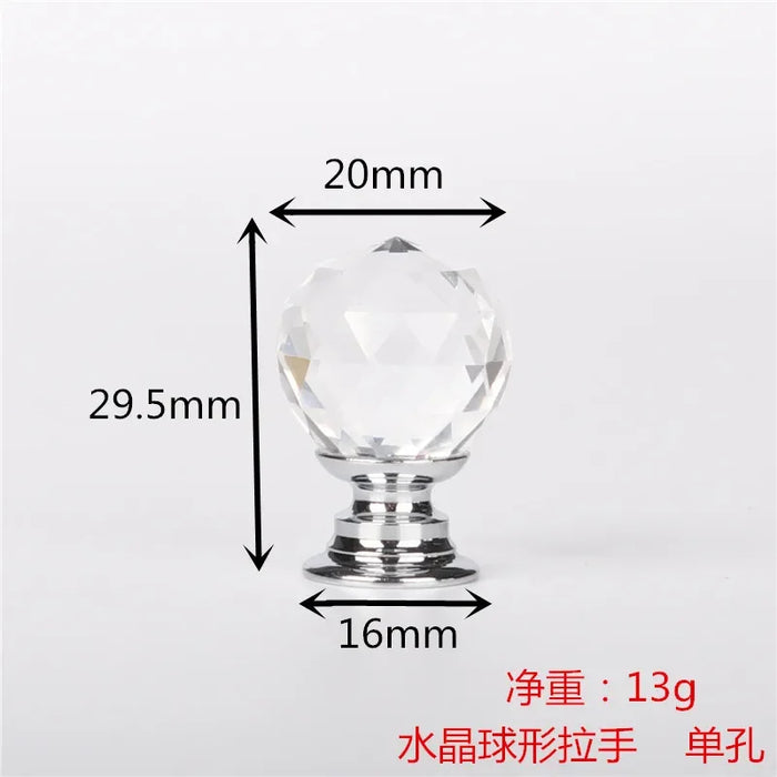Elegant Crystal Glass Cabinet Knobs - Luxurious Drawer Handles with Zinc Alloy Base