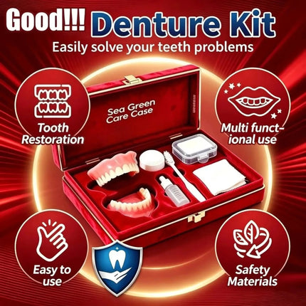 Shop1105480139 Premium Silicone Full-Mouth Dentures Set with Storage B