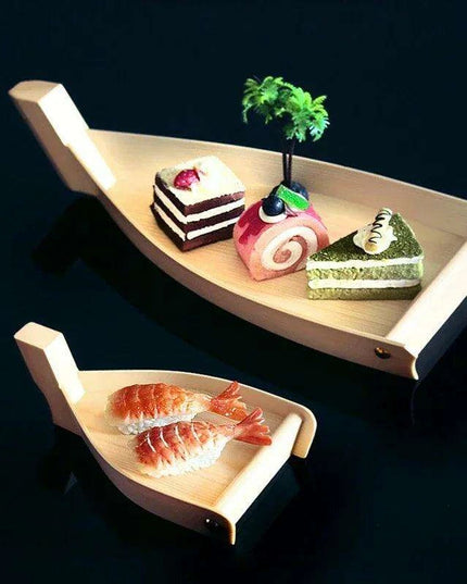 Chic Wooden Sushi Serving Tray - Artistic Dishware for Asian Culinary Experiences