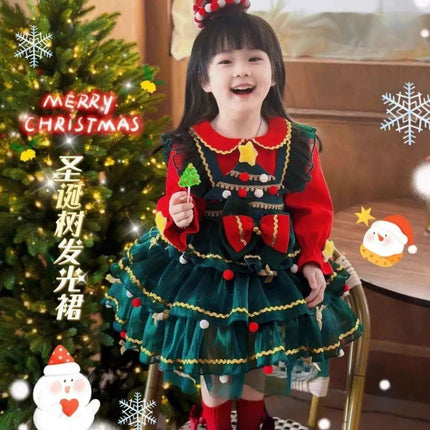 Enchanted Winter Velvet Princess Dress for Girls with Elegant Layered Design