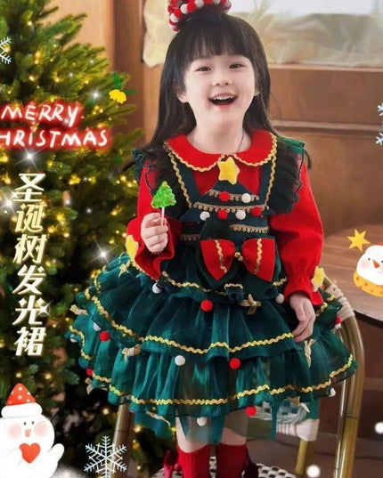 Enchanted Winter Velvet Princess Dress for Girls with Elegant Layered Design