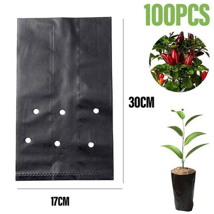 100 Eco-Friendly PE Planting Bags for Optimal Plant Growth - Ideal Nursery Solution for All Gardeners