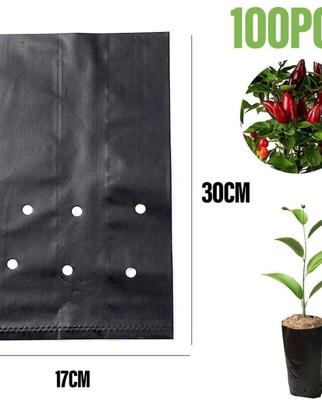 100 Eco-Friendly PE Planting Bags for Optimal Plant Growth - Ideal Nursery Solution for All Gardeners