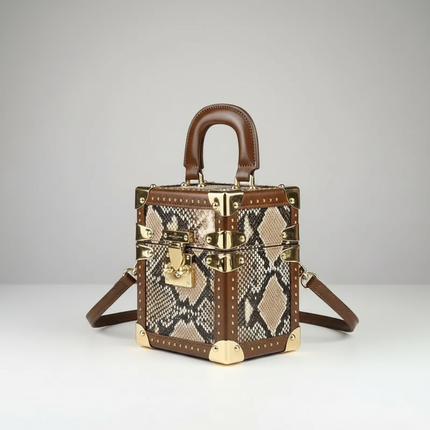 Genuine Leather Rivet Box Bag — Women’s Crossbody & Shoulder, 13×10×16cm