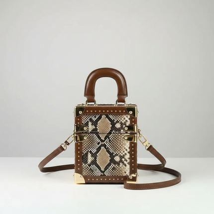 Genuine Leather Rivet Box Bag — Women’s Crossbody & Shoulder, 13×10×16cm