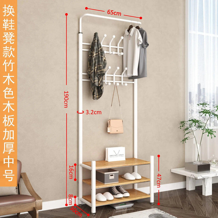 Modern Entryway Organizer with Hooks - Stylish Storage Solution for Shoes and Coats