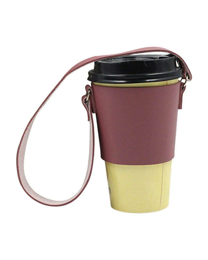 Leather Cup Holder with Strap - Stylish Drink Sleeve for Hot and Cold Drinks