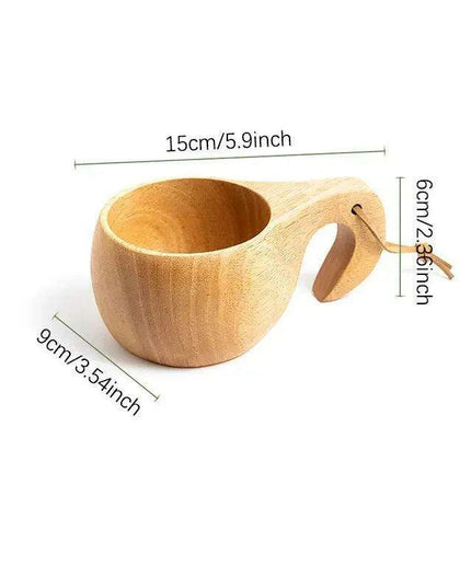 Artisan Acacia Wood Adventure Mug with Stylish Rope Handle - Your Unique Outdoor Drinkware