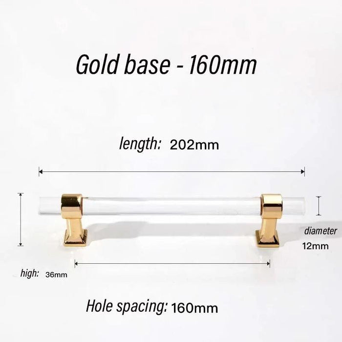 Luxurious Gold Acrylic Drawer Handles with Crystal Detailing - Chic Cabinet Pulls