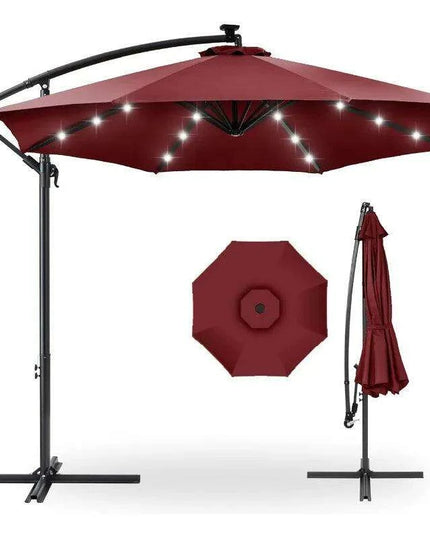 Solar-Powered 10ft LED Hanging Market Umbrella for Outdoor Spaces