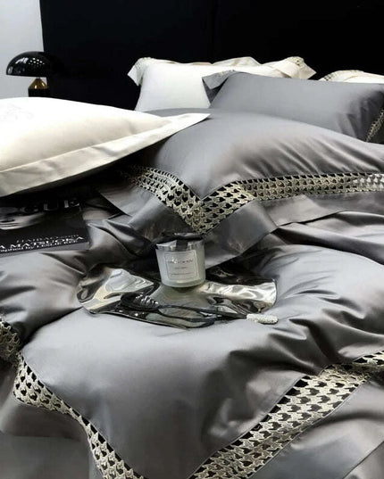 Exquisite Houndstooth Egyptian Cotton Luxury Bedding Collection - Duvet Cover, Sheets & Pillowcases, 100S Quality