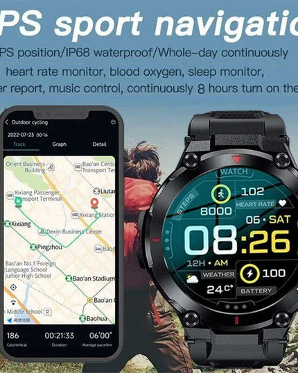 Men's Advanced GPS Fitness Smartwatch with Heart Rate Monitoring and IP68 Waterproofing - Activity Tracker for Android & iOS