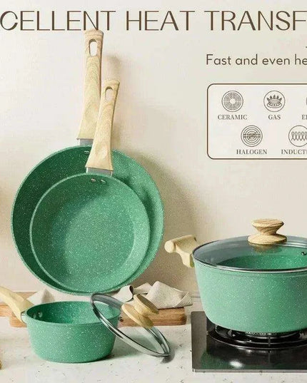 Innerwell Sustainable Nonstick Kitchen Cookware Collection - Essential Set with Frying Pans, Stock Pot & Milk Pot