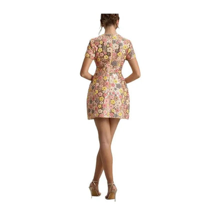 Shiny Sequin High Waist Party Dress — Short Sleeve, Round Neck, S–XL