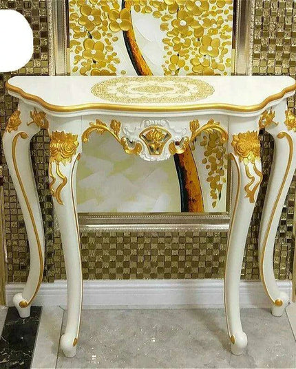 Elegantly Crafted Vintage Wood Half-Moon Console Table