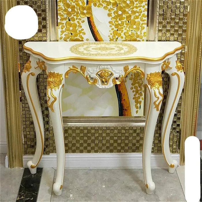 Vintage European Charm: Ornate Wood Console Table