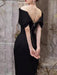 High-Waisted Evening Gown with Asymmetrical Neckline and Slit Detail