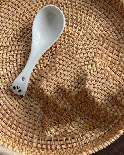 Whimsical Cartoon Relief Ceramic Sauce Bowl with Spoon for Hot Pot and BBQ Delight