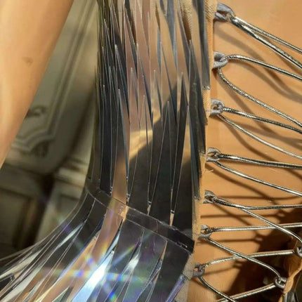 Stunning Silver Sequin Mermaid Gown with Deep V Neck and High Side Slit for Glamorous Nights