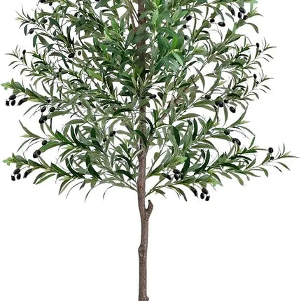 8 ft Artificial Olive Tree with White Pot and Faux Moss