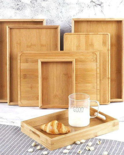 Sustainable Bamboo Rectangular Serving Tray for Tea, Fruits, and Desserts