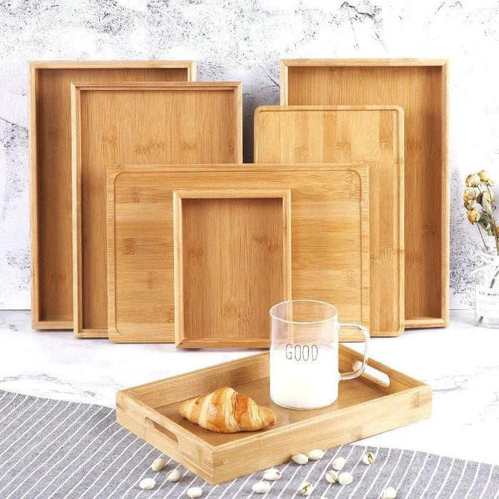 Sustainable Bamboo Rectangular Serving Tray for Tea, Fruits, and Desserts