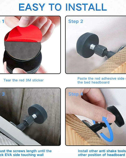 Adjustable Bed Frame Stability Kit with Noise Reduction and Wall Protection