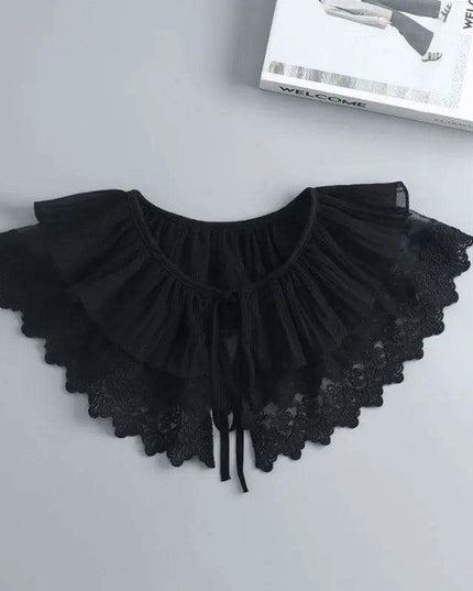 Embroidered Lace Detachable Collar for Women - Elegant White Shawl Accessory