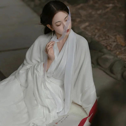 Elegant White Hanfu Dress for Women - Ancient Chinese Fairy Cosplay Costume in Plus Sizes
