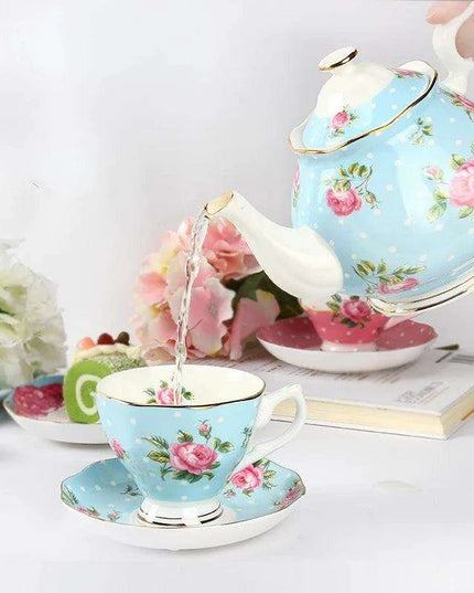 Floral Elegance Bone China Teapot - Luxurious 1000ML Capacity for Tea and Coffee