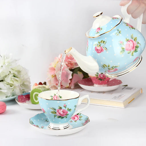 1000ML Floral Bone China Tea Pot with Elegant Painting