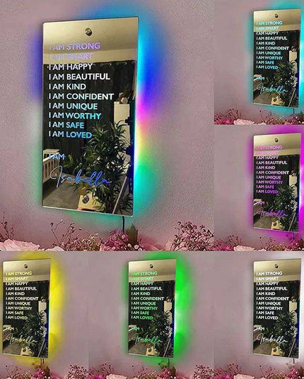 Personalized LED Family Name Mirror - Enchanting Home Decor for Special Moments